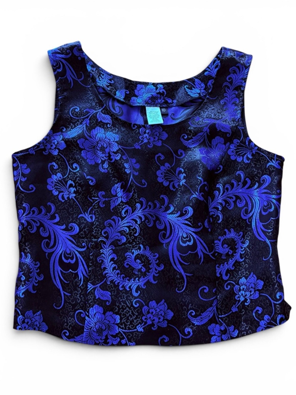 Vintage Satin Floral Fitted Tank Top